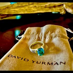 David Yurman Blue Topaz cable ring 7